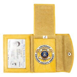 ID Badge Holder in Genuine Leather for Law Enforcement, Tan